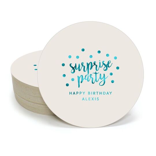 Surprise Party Confetti Dot Round Coasters
